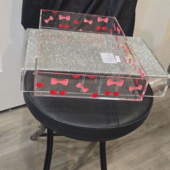 At Home Cherry & Bow Patterned Acrylic Decorative Tray - Picture 7 of 7